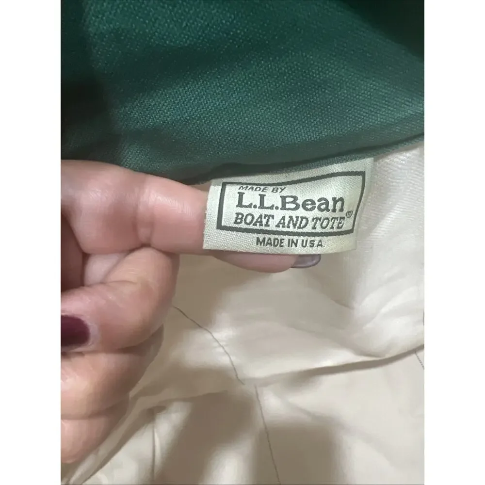 Vintage L.L. Bean Boat & Tote Canvas Bag XL Green White Made In USA NWOT - Picture 8 of 12